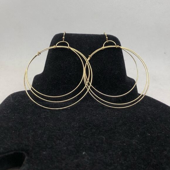 A New Day NWT 3 Hoop Gold Tone Dangle Hoop Earrings - Picture 4 of 13